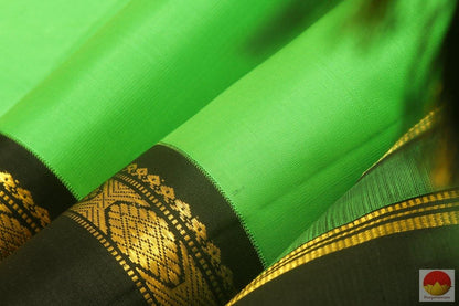 Green & Black - Handwoven Kanchipuram Silk Saree - Pure Zari - PV G 4130 - Archives - Silk Sari - Panjavarnam