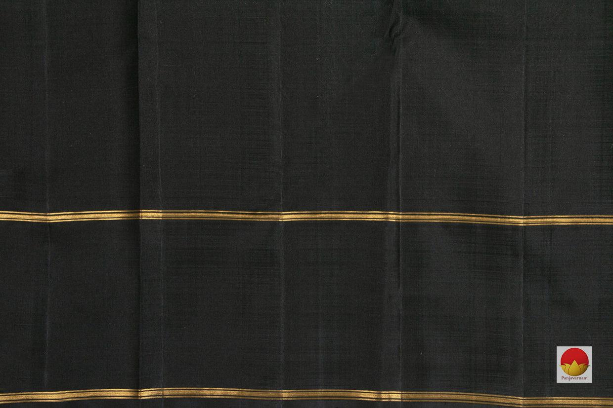 Green And Black Kanchipuram Silk Saree Handwoven Pure Silk Pure Zari For Festive Wear PV G 4307 - Silk Sari - Panjavarnam PV G 4307