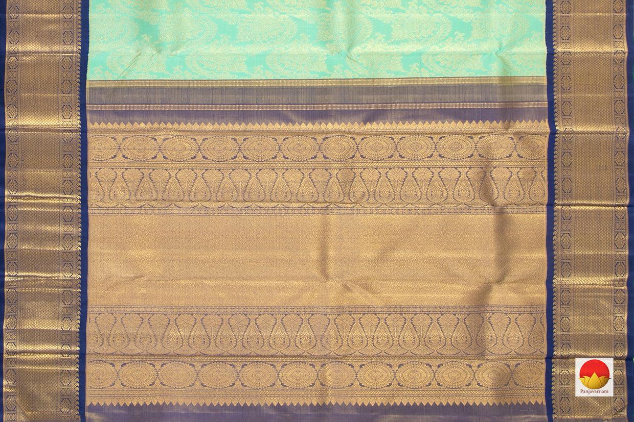 Green And Blue Kanchipuram Silk Saree Handwoven Pure Silk Pure Zari For Wedding Wear PV NYC 349 - Silk Sari - Panjavarnam PV NYC 349