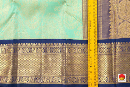 Green And Blue Kanchipuram Silk Saree Handwoven Pure Silk Pure Zari For Wedding Wear PV NYC 349 - Silk Sari - Panjavarnam PV NYC 349