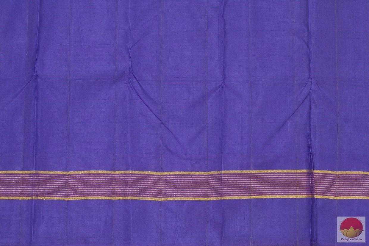 Green And Blue Temple Korvai Border Kanchipuram Silk Saree Handwoven Pure Silk Pure Zari For Festive Wear PV G 4055 - Silk Sari - Panjavarnam PV G 4055