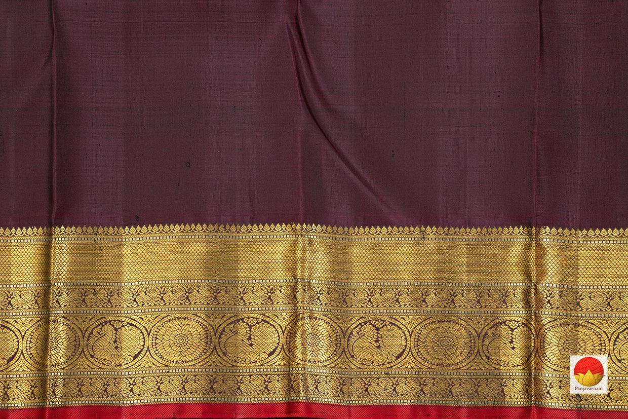 Green And Brown Kanchipuram Silk Saree With Korvai Contrast Border Handwoven Pure Silk Pure Zari For Wedding Wear PV NYC 414 - Silk Sari - Panjavarnam