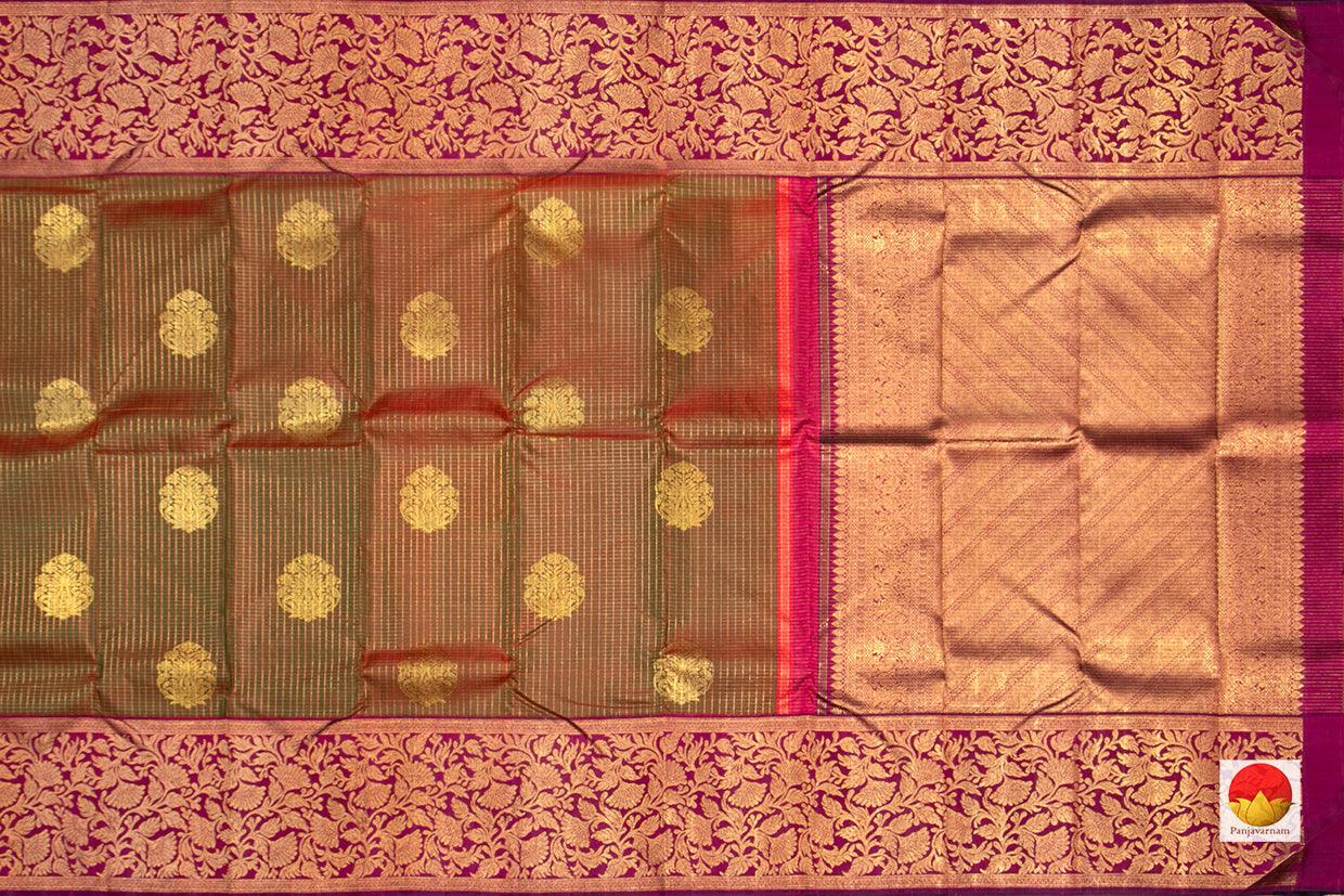 Green And Magenta Kanchipuram Silk Saree Handwoven Pure Silk Pure Zari For Wedding Wear PV NYC 304 - Silk Sari - Panjavarnam PV NYC 304