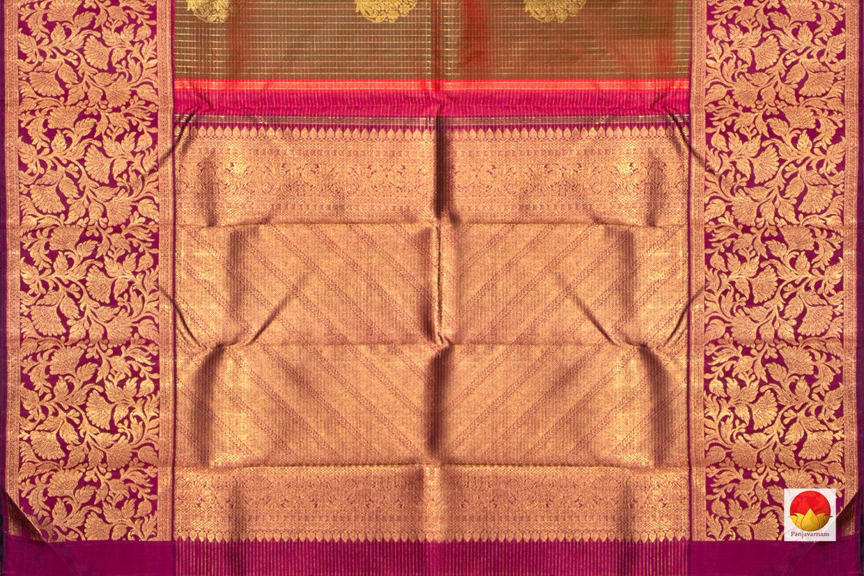 Green And Magenta Kanchipuram Silk Saree Handwoven Pure Silk Pure Zari For Wedding Wear PV NYC 304 - Silk Sari - Panjavarnam PV NYC 304