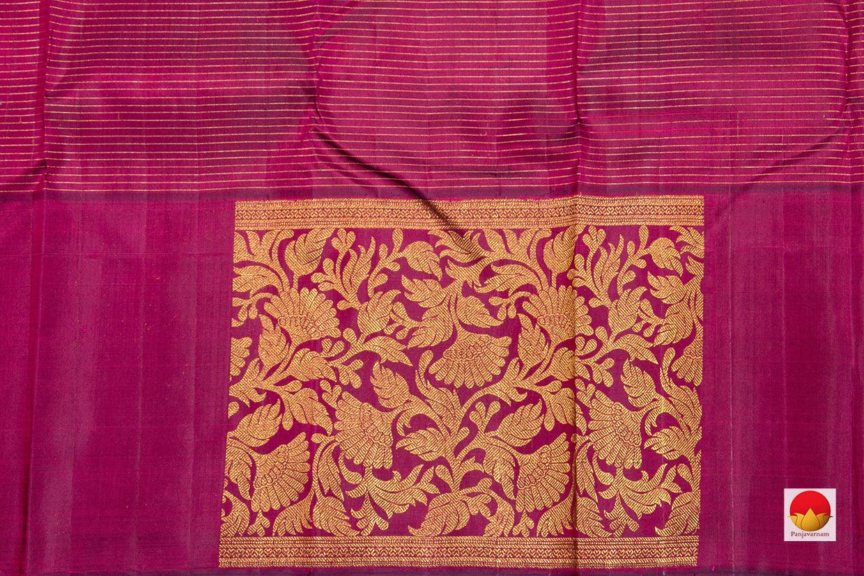 Green And Magenta Kanchipuram Silk Saree Handwoven Pure Silk Pure Zari For Wedding Wear PV NYC 304 - Silk Sari - Panjavarnam PV NYC 304