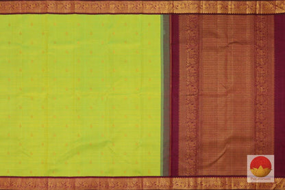 Green & Maroon - Handwoven Pure SIlk Kanchipuram Saree - Pure Zari - PV J 1150 - Archives - Silk Sari - Panjavarnam