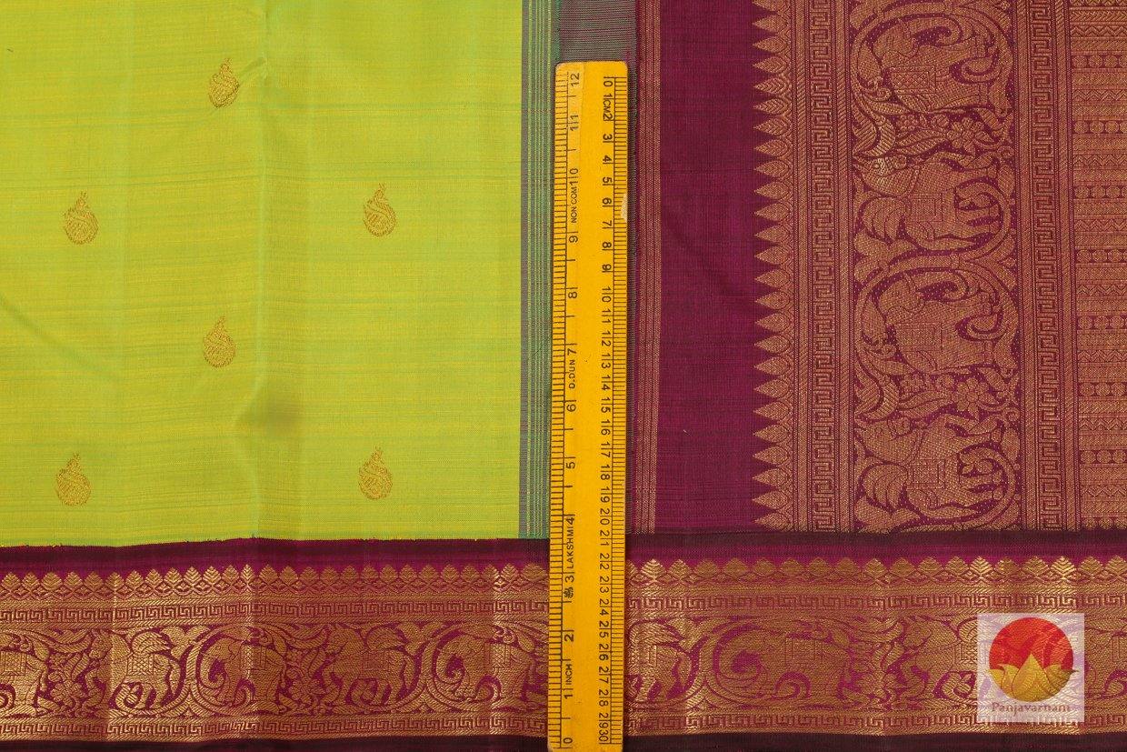Green & Maroon - Handwoven Pure SIlk Kanchipuram Saree - Pure Zari - PV J 1150 - Archives - Silk Sari - Panjavarnam