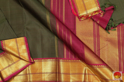 Green and Maroon - Handwoven Pure Silk Kanjivaram Saree - Pure Zari - PV MM 11 Archives - Silk Sari - Panjavarnam
