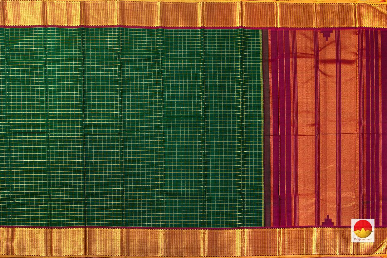 Green And Maroon Kanchipuram Silk Saree Handwoven Pure Silk Pure Zari For Wedding Wear PV J 5732 - Silk Sari - Panjavarnam