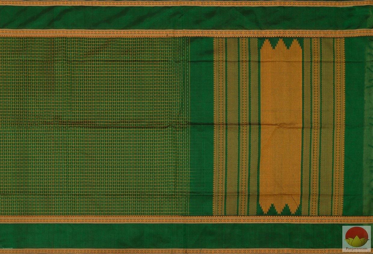 Green & Mustard - Handwoven Silk Cotton Saree - Aiyram Butta - KSC 214 Archives - Silk Cotton - Panjavarnam