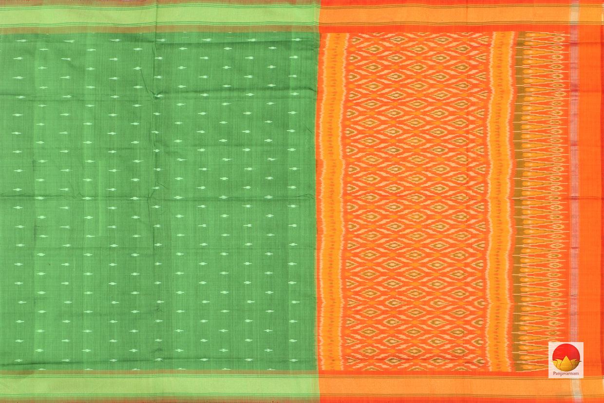 Green And Orange Pochampally Silk Dupatta - PVD 1053 - Dupattas - Panjavarnam