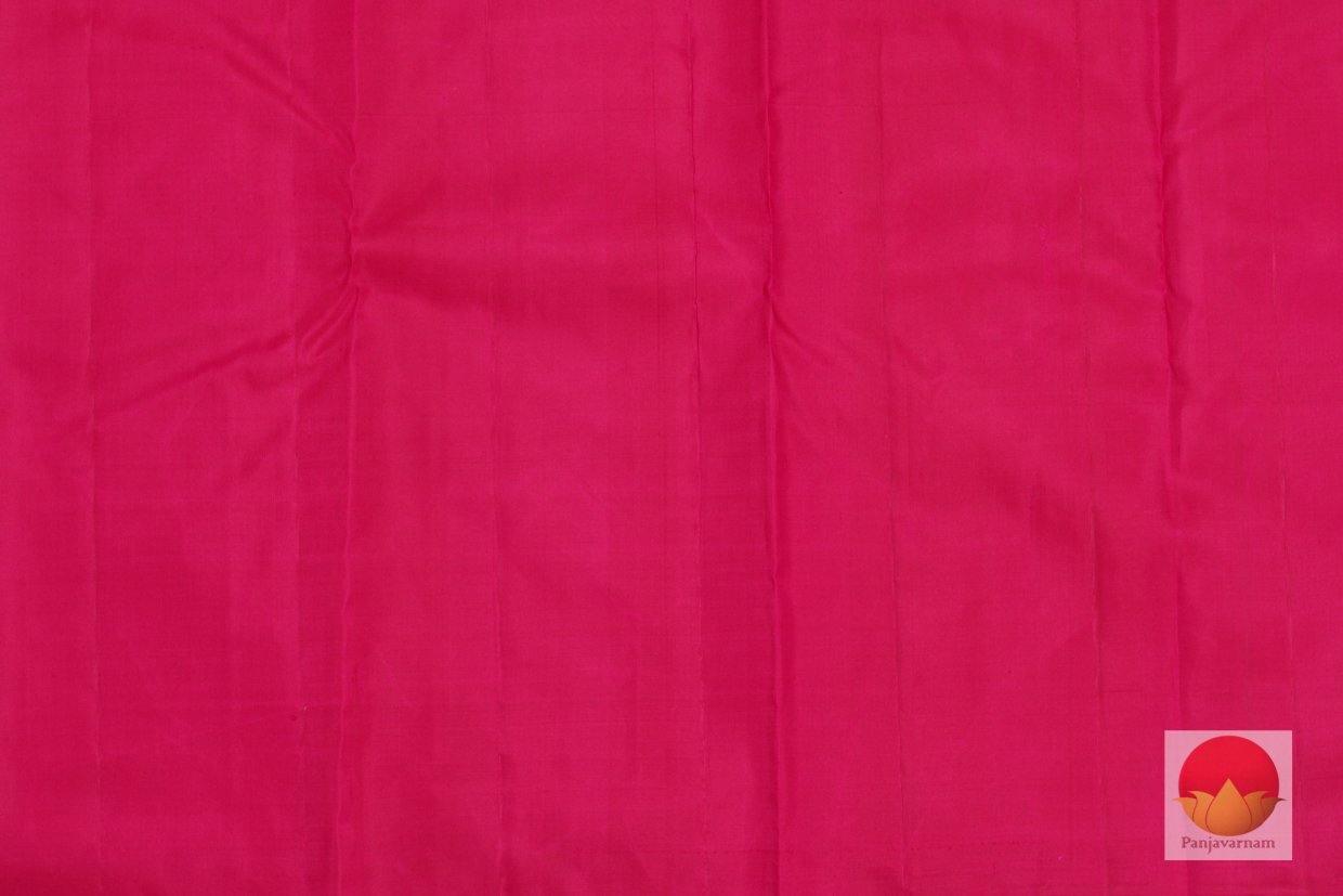 Green & Pink Borderless Kanchipuram Silk Saree Handwoven Pure Silk Pure Zari For Festive Wear PV G 4112 - Silk Sari - Panjavarnam PV G 4112