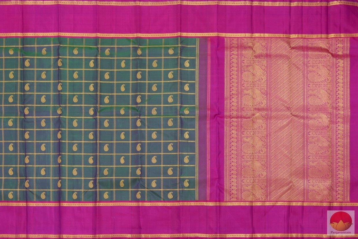 Green & Pink - Kanchipuram Silk Saree - Handwoven Pure Silk - Pure Zari - PV G 4147 - Silk Sari - Panjavarnam