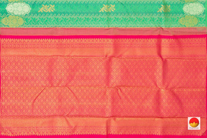 Green And Pink Kanchipuram Silk Saree With Silver Zari Handwoven Pure Silk Pure Zari For Wedding Wear PV NYC 223 - Silk Sari - Panjavarnam PV NYC 223