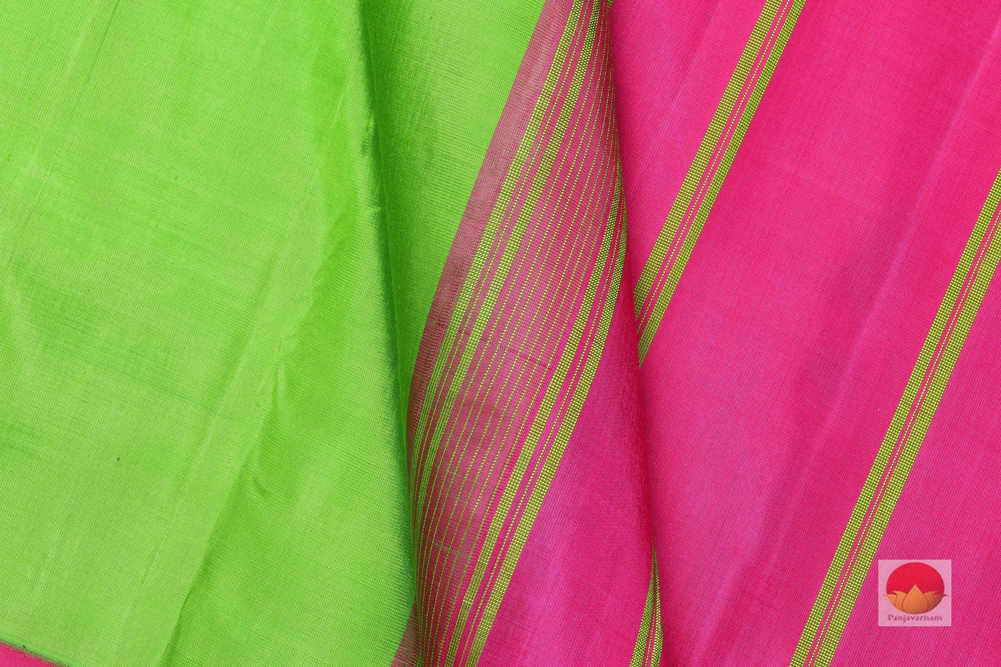 Green and Pink - Lite Weight Handwoven Pure Silk Kanjivaram Saree - PV L11 Archives - Silk Sari - Panjavarnam