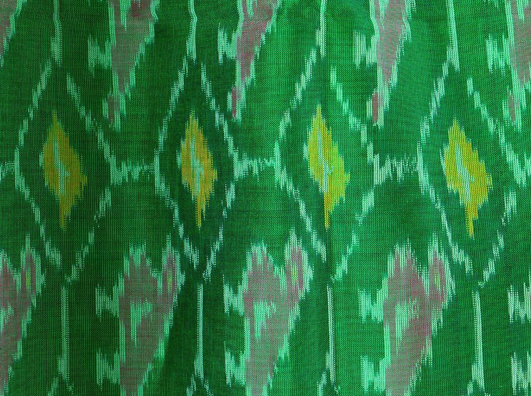 Green And Pink Pochampally Ikkat Silk Dupatta PVD 1029 - Dupattas - Panjavarnam