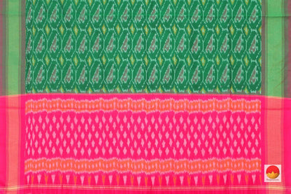 Green And Pink Pochampally Ikkat Silk Dupatta PVD 1029 - Dupattas - Panjavarnam PVD 1029