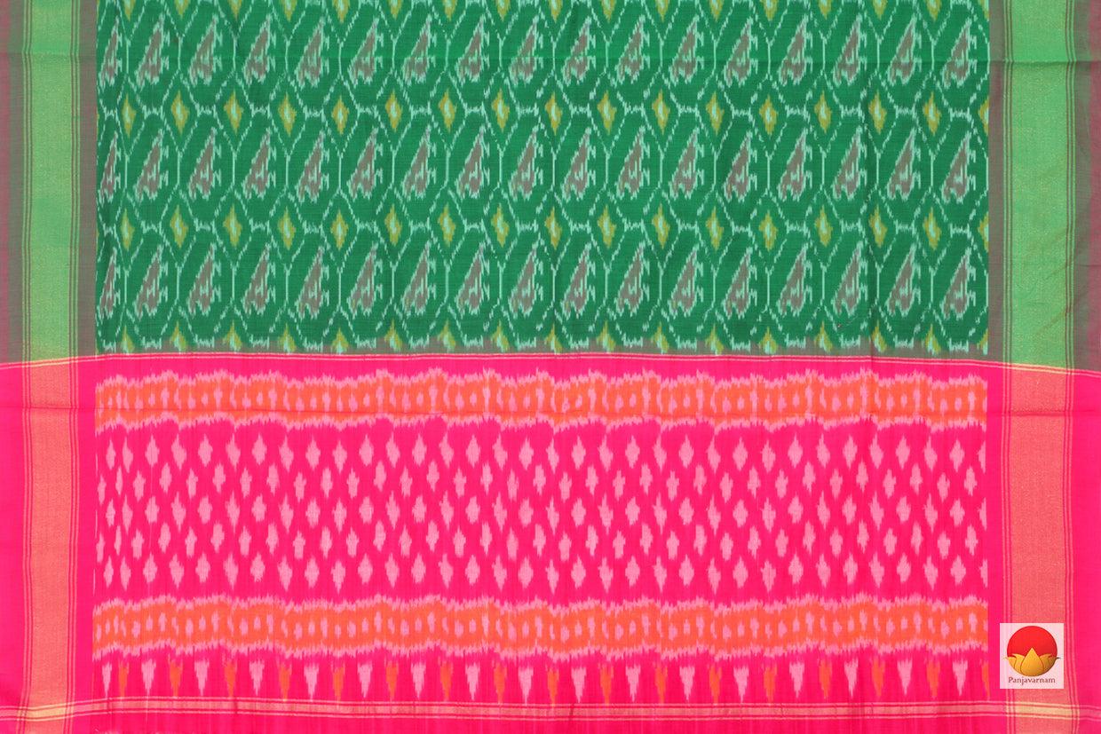 Green And Pink Pochampally Ikkat Silk Dupatta PVD 1029 - Dupattas - Panjavarnam PVD 1029