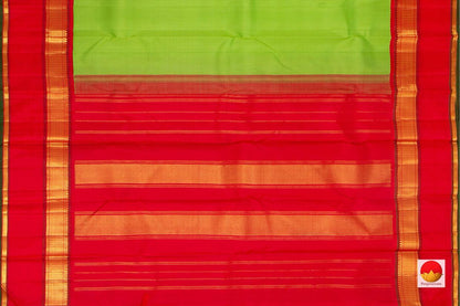 Green And Red Kanchipuram Silk Saree With Korvai Contrast Border Handwoven Pure Silk Pure Zari For Festive Wear PV SAR 25 - Saris & Lehengas - Panjavarnam PV SAR 25