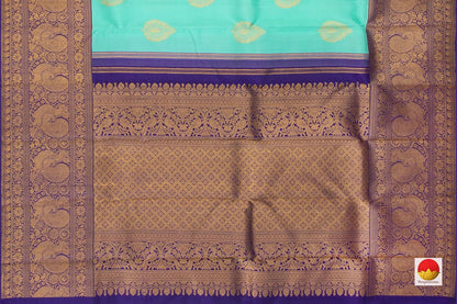 Green And Royal Blue Kanchipuram Silk Saree Handwoven Pure Silk Pure Zari For Festive Wear PV NYC 407 - Silk Sari - Panjavarnam