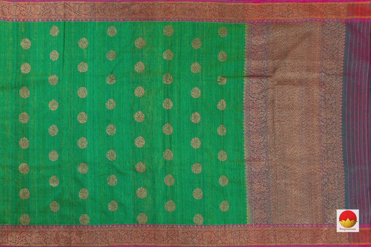 Green Banarasi Matka Silk Saree Handwoven Pure Silk PM 287 - Banarasi Silk - Panjavarnam
