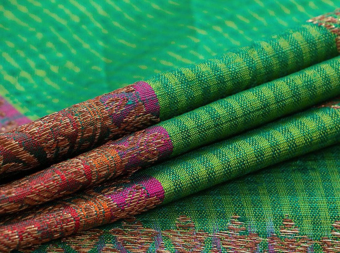 Green Banarasi Matka Silk Saree Handwoven Pure Silk PM 287 - Banarasi Silk - Panjavarnam