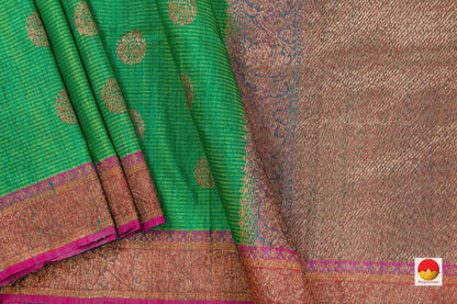 Green Banarasi Matka Silk Saree Handwoven Pure Silk PM 287 - Banarasi Silk - Panjavarnam PM 287