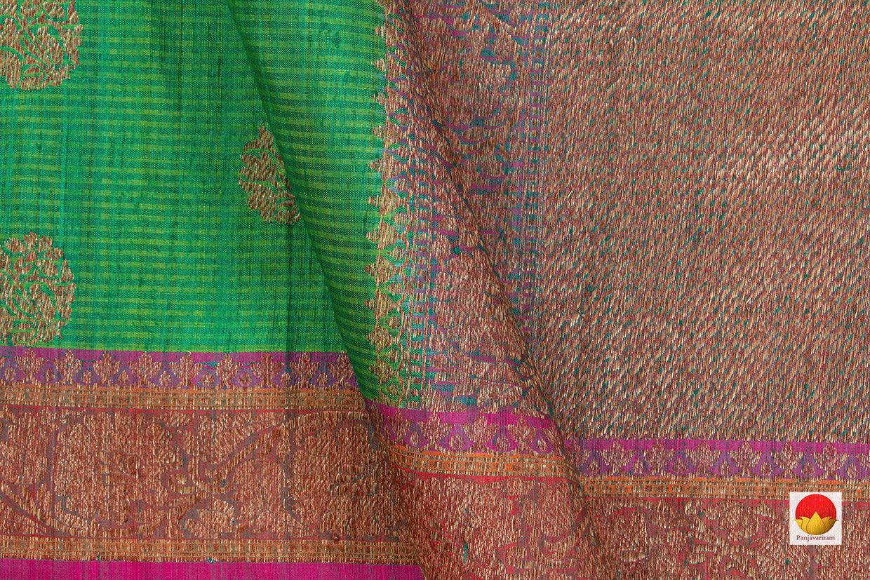 Green Banarasi Matka Silk Saree Handwoven Pure Silk PM 287 - Banarasi Silk - Panjavarnam PM 287