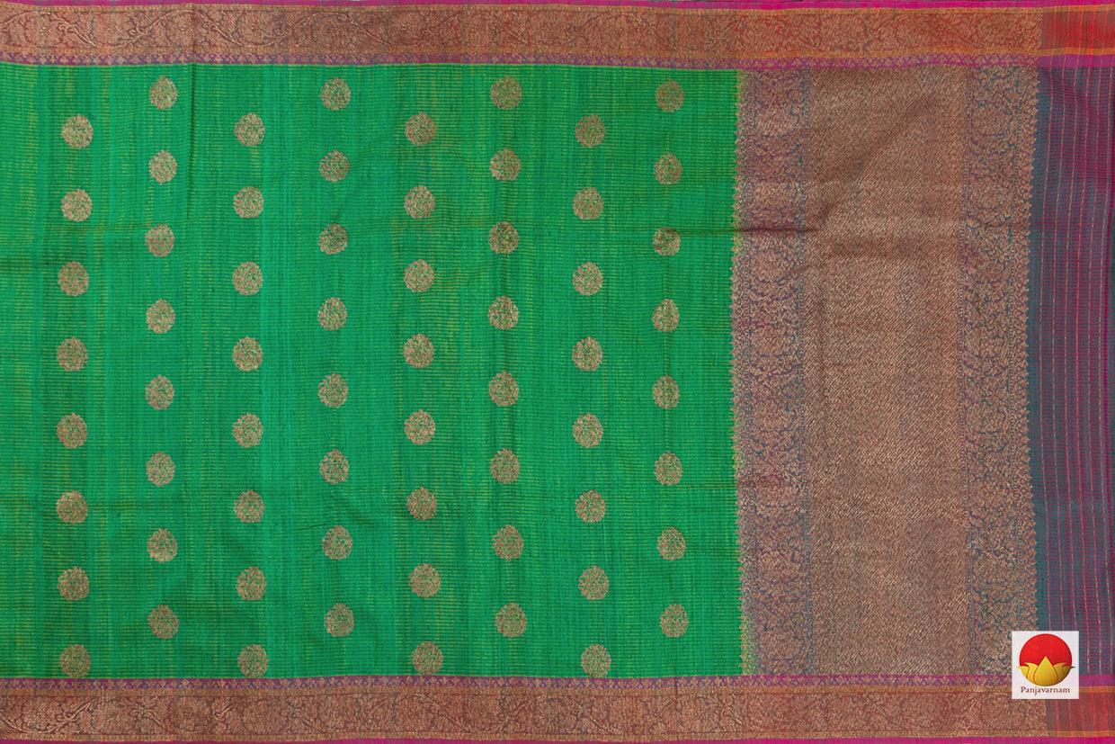 Green Banarasi Matka Silk Saree Handwoven Pure Silk PM 287 - Banarasi Silk - Panjavarnam PM 287