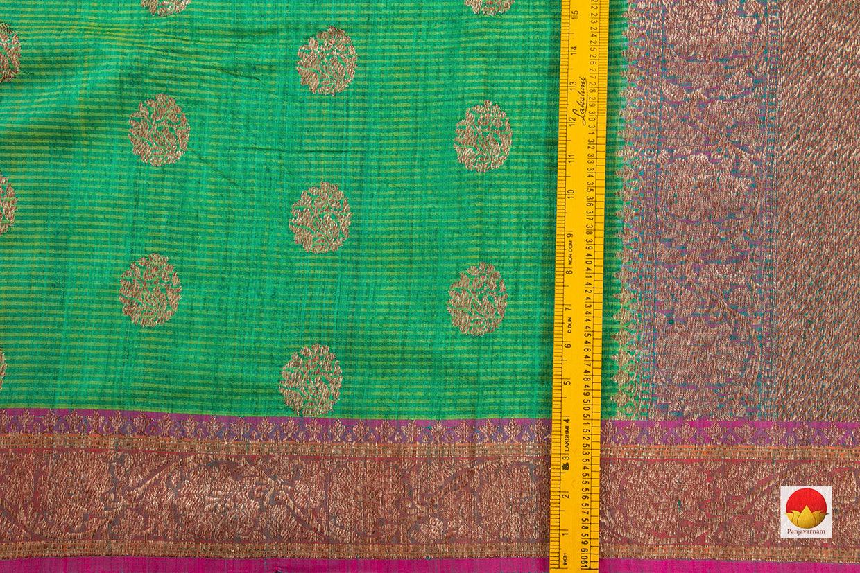 Green Banarasi Matka Silk Saree Handwoven Pure Silk PM 287 - Banarasi Silk - Panjavarnam PM 287