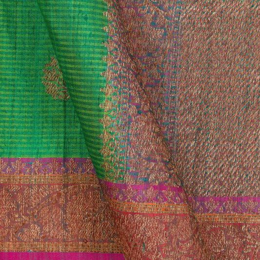 Green Banarasi Matka Silk Saree Handwoven Pure Silk PM 287 - Banarasi Silk - Panjavarnam PM 287