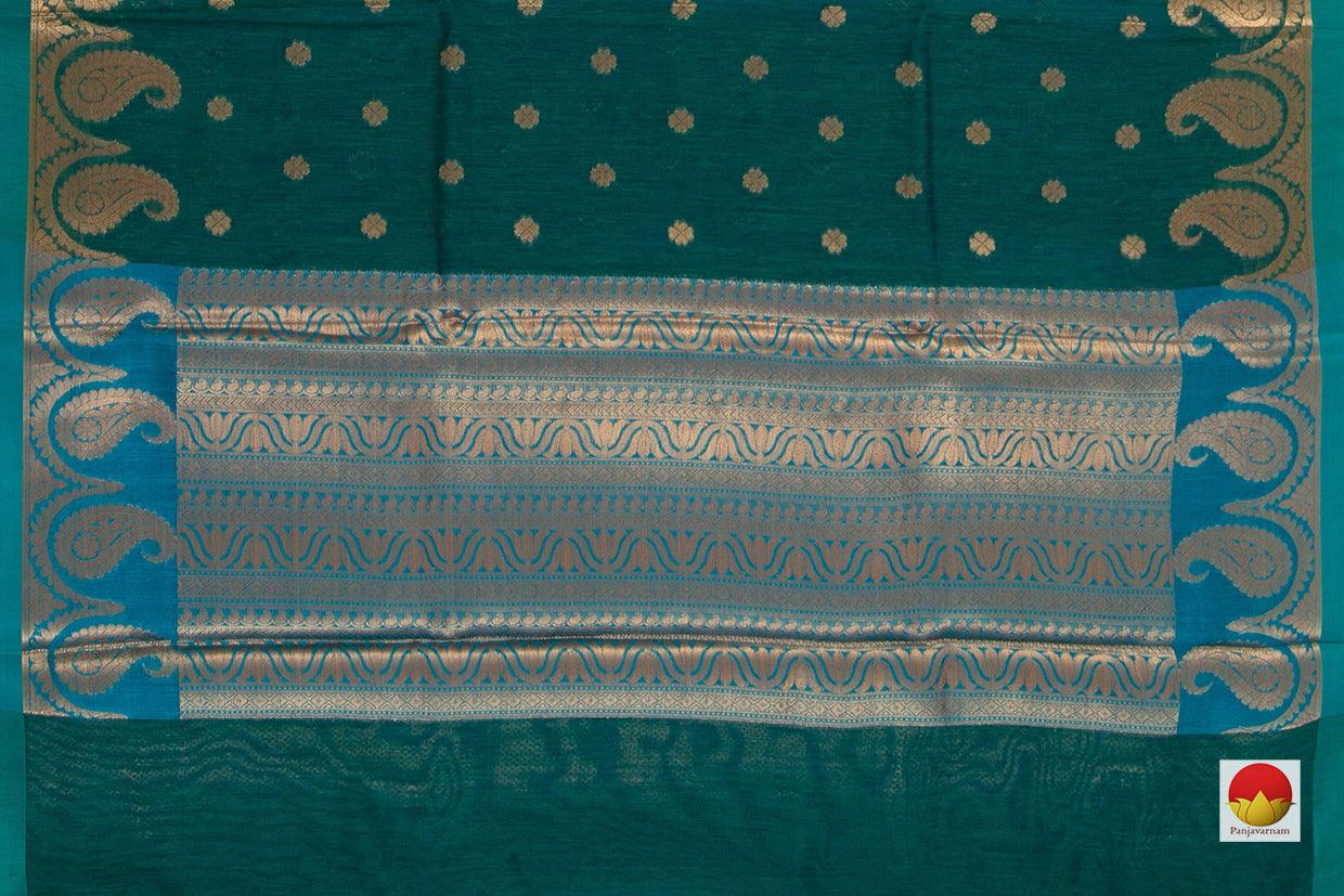 Green Banarasi Silk Cotton Saree With Antique Zari Handwoven For Festive Wear PSC 1223 - Silk Cotton - Panjavarnam