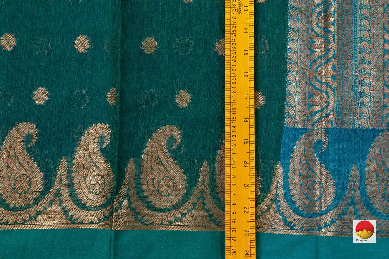 Green Banarasi Silk Cotton Saree With Antique Zari Handwoven For Festive Wear PSC 1223 - Silk Cotton - Panjavarnam PSC 1223