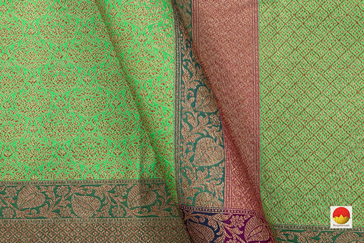 Green Banarasi Silk Saree With Antique Zari Handwoven Pure Silk PB 300 - Banarasi Silk - Panjavarnam