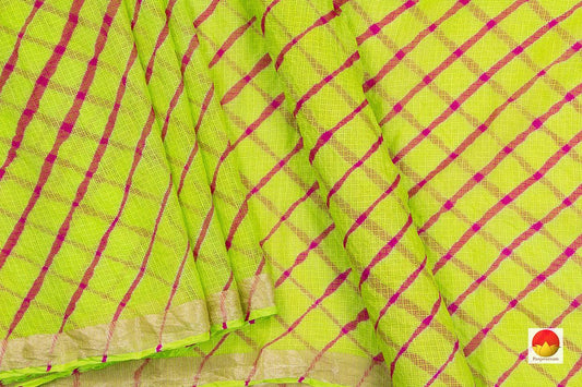 Green Bandhani Lehariya Kota Silk Saree Handwoven PV RJ 32 - Bandhani Silk - Panjavarnam PV RJ 32