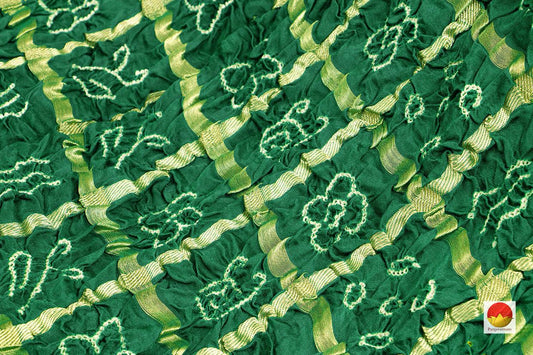 Green Gharchola Bandhani Silk Saree Handwoven Pure Silk PV KO 138 - Bandhani Silk - Panjavarnam PV KO 138