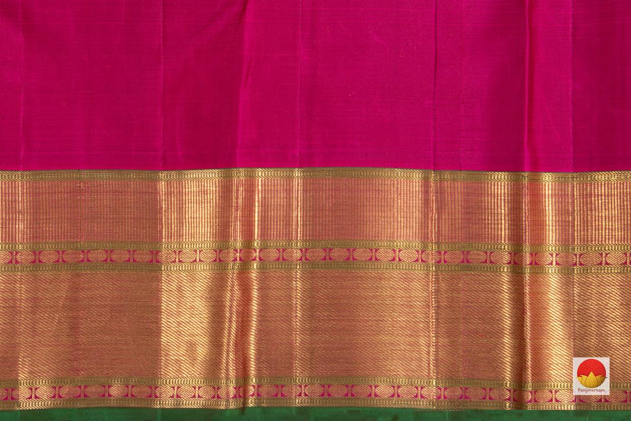 Green Kanchipuram Silk Saree Handwoven Pure Silk Pure Zari For Wedding Wear PV G 1808 - Silk Sari - Panjavarnam PV G 1808