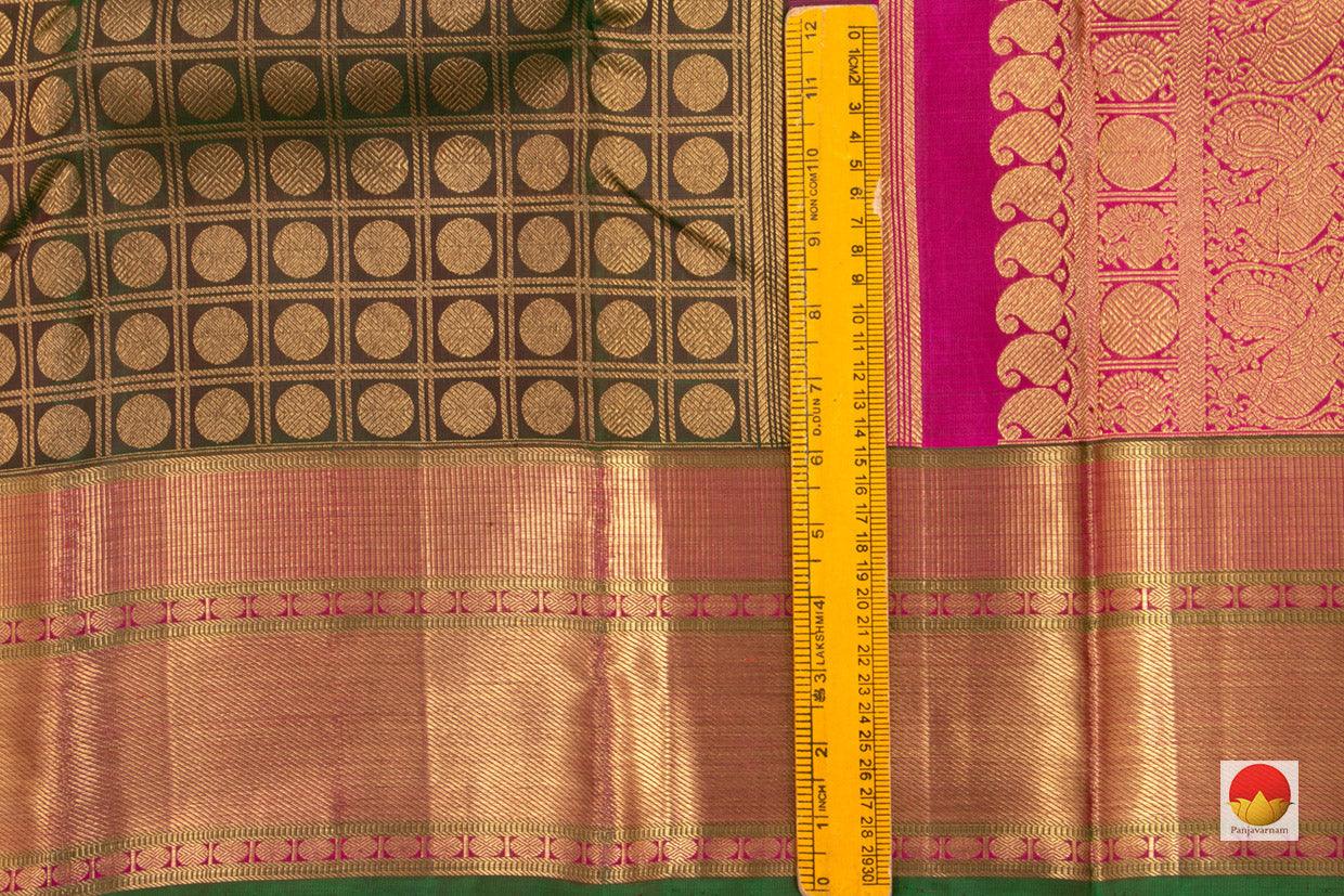 Green Kanchipuram Silk Saree Handwoven Pure Silk Pure Zari For Wedding Wear PV G 1808 - Silk Sari - Panjavarnam PV G 1808