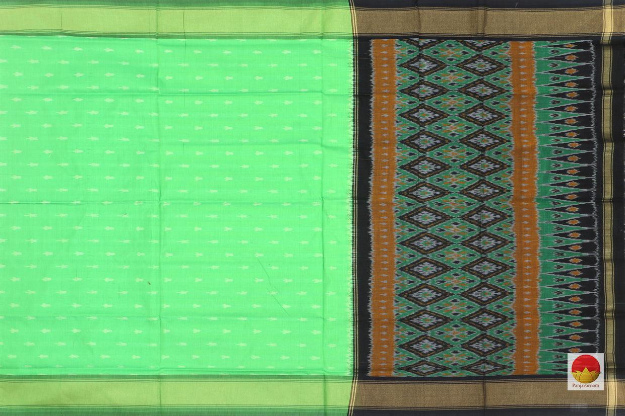 Green Pochampally Ikkat Silk Dupatta With Zari Border PVD 1014 - Dupattas - Panjavarnam 
