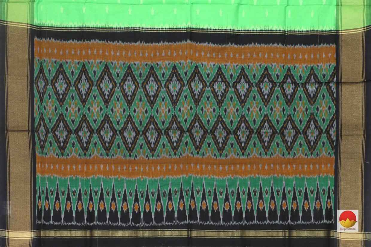Green Pochampally Ikkat Silk Dupatta With Zari Border PVD 1014 - Dupattas - Panjavarnam 