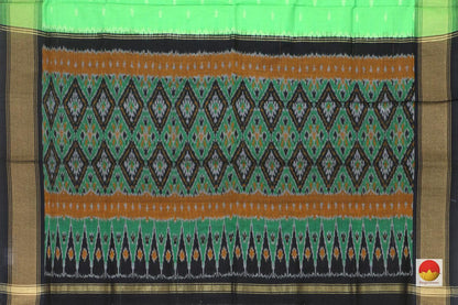 Green Pochampally Ikkat Silk Dupatta With Zari Border PVD 1014 - Dupattas - Panjavarnam 