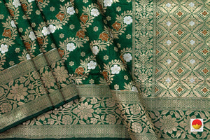 Green Tanchoi Banarasi Silk Saree Handwoven Pure Silk For Festive Wear. PB SN 102 - Banarasi Silk - Panjavarnam PB SN 102