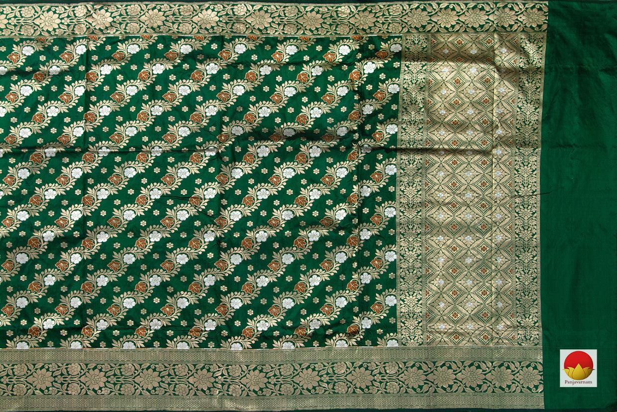 Green Tanchoi Banarasi Silk Saree Handwoven Pure Silk For Festive Wear. PB SN 102 - Banarasi Silk - Panjavarnam PB SN 102