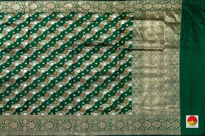 Green Tanchoi Banarasi Silk Saree Handwoven Pure Silk For Festive Wear. PB SN 102 - Banarasi Silk - Panjavarnam PB SN 102