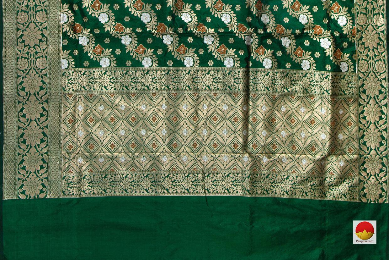 Green Tanchoi Banarasi Silk Saree Handwoven Pure Silk For Festive Wear. PB SN 102 - Banarasi Silk - Panjavarnam PB SN 102