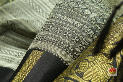 Grey and Black Handwoven Kanjivaram Pure Silk Saree - Pure Zari - PV 304 Archives - Silk Sari - Panjavarnam