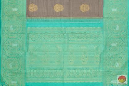 Grey And Green Kanchipuram Silk Saree Handwoven Pure Silk Pure Zari For Party Wear PV ASB 14 - Silk Sari - Panjavarnam PV ASB 14