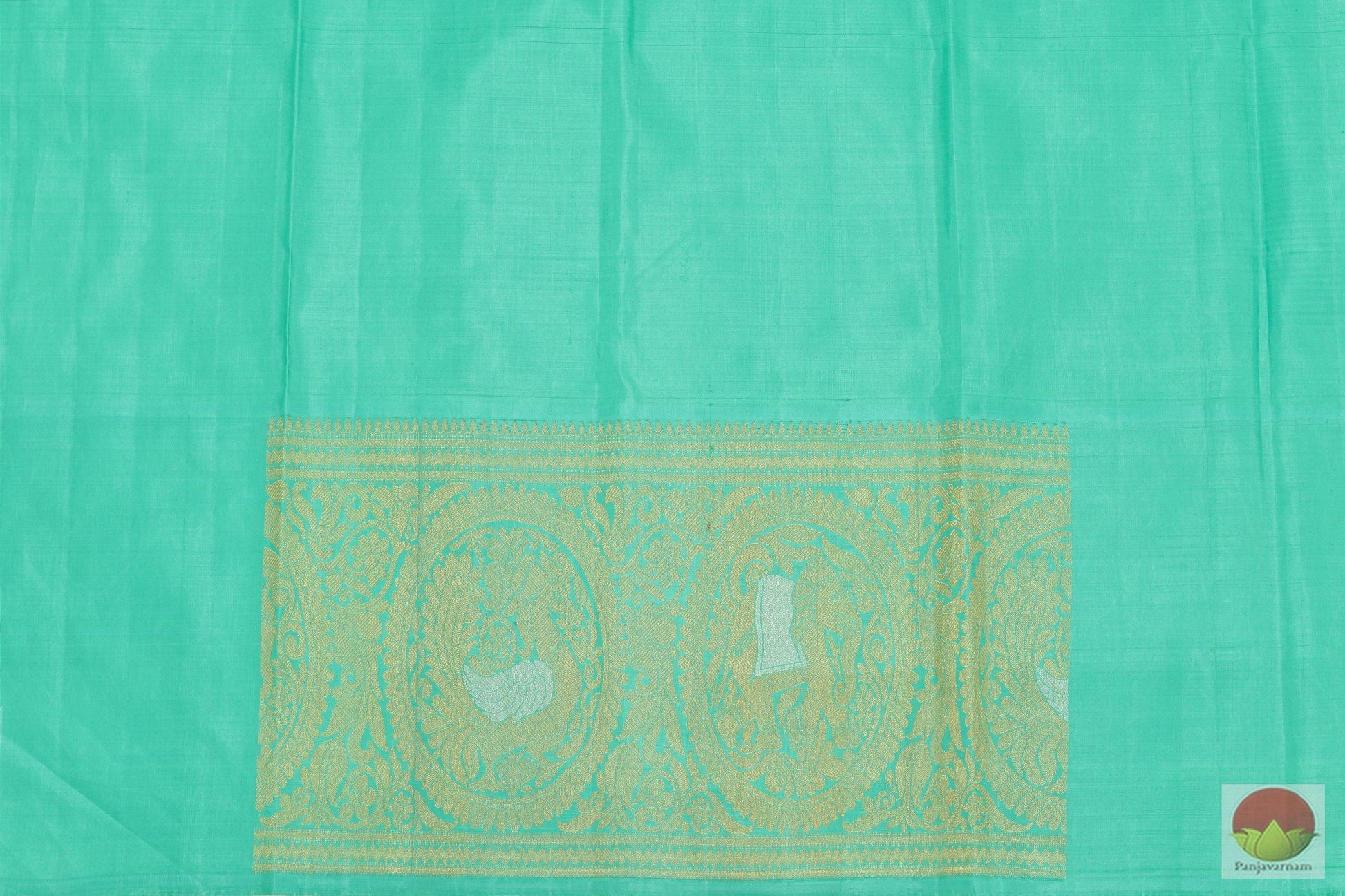 Grey And Green Kanchipuram Silk Saree Handwoven Pure Silk Pure Zari For Party Wear PV ASB 14 - Silk Sari - Panjavarnam PV ASB 14