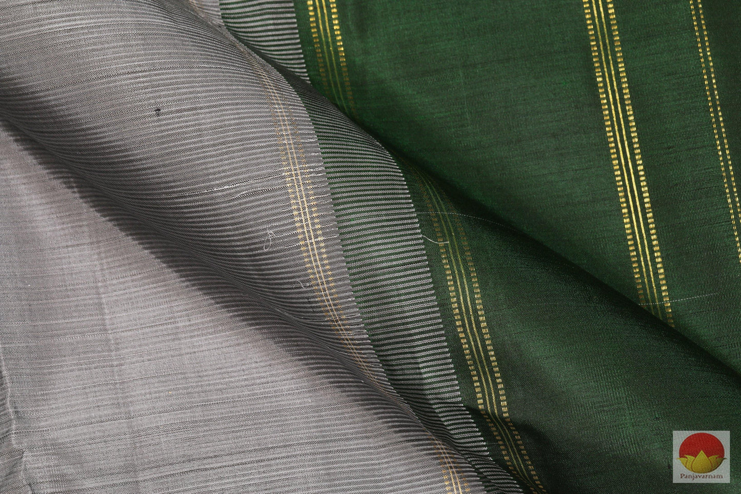 Grey & Green - Traditional Handwoven Pure Silk Kanjivaram Saree - Pure Zari - PV SVS 12485 Archives - Silk Sari - Panjavarnam