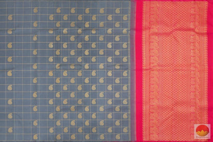 Grey & Pink - Kanchipuram Silk Saree - Handwoven Pure Silk - Pure Zari - PV G 4218 - Archives - Silk Sari - Panjavarnam
